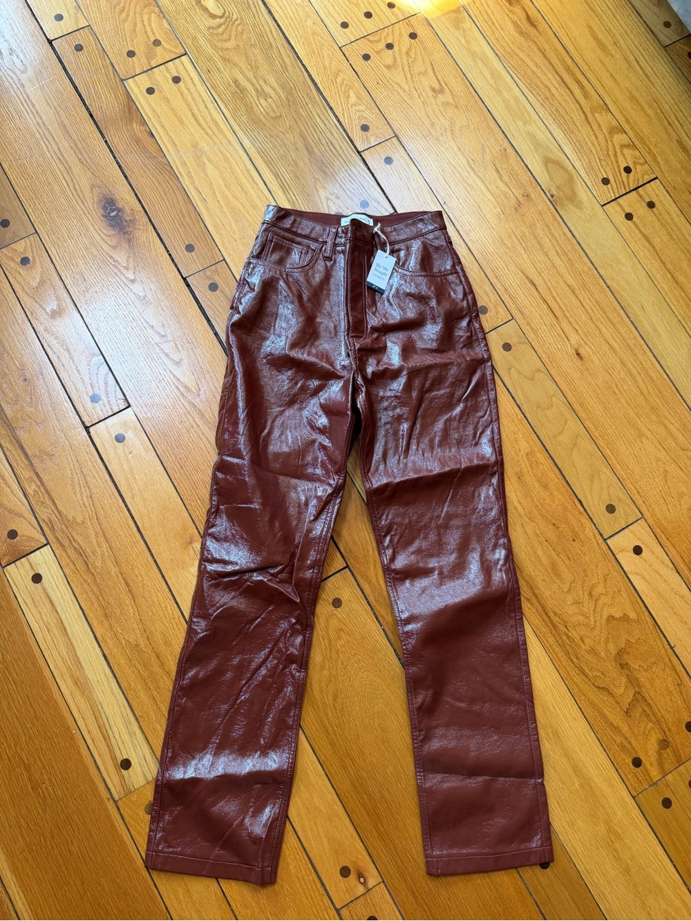 Abercrombie 90s straight vegan leather pants - Picture 1 of 3